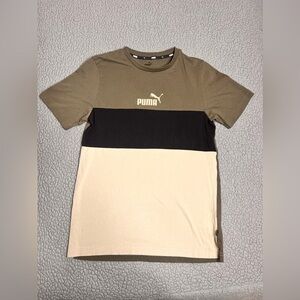 Puma T Shirt Boys Size Small Brown Tan And Black